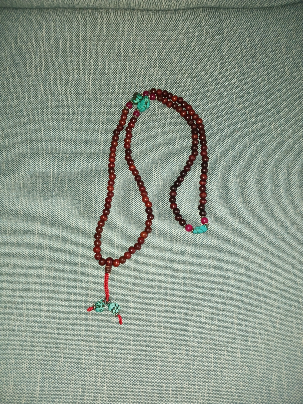 Mala Bead Necklace With Turquoise Accents
